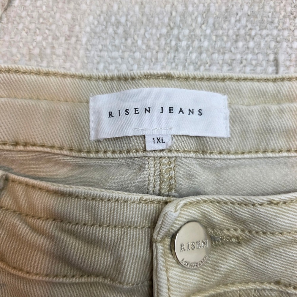 Risen Jeans Khaki Tan Distressed Frayed Hem Denim Shorts 1XL RDS6099X - Picture 6 of 9